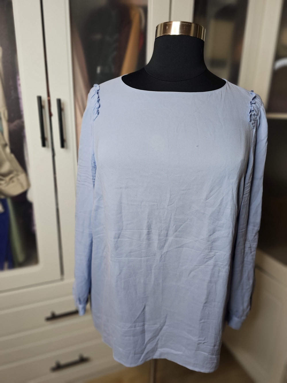 Lafayette 148 New York Light Blue Long-Sleeve Blouse